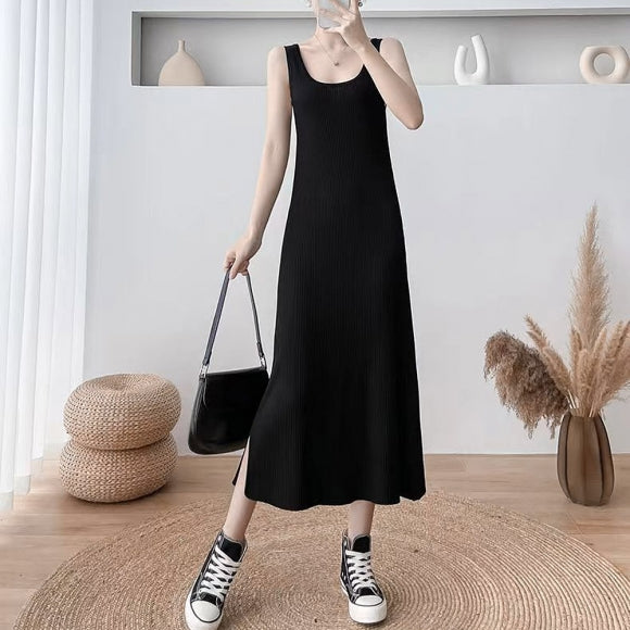 Slim Black Long Dress