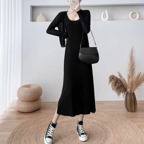 Slim Black Long Dress