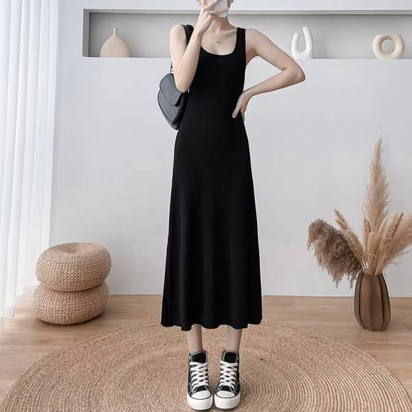 Slim Black Long Dress