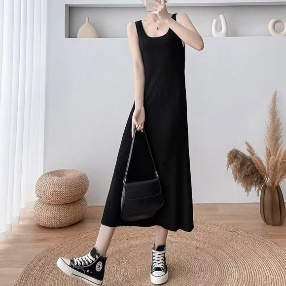 Slim Black Long Dress